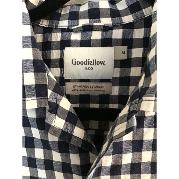 GOODIELLOW- MENS NAVY /WHITE SHORT SLEEVE COTTON BUTTON DOWN SHIRT SIZE MEDIUM - Picture 3 of 7